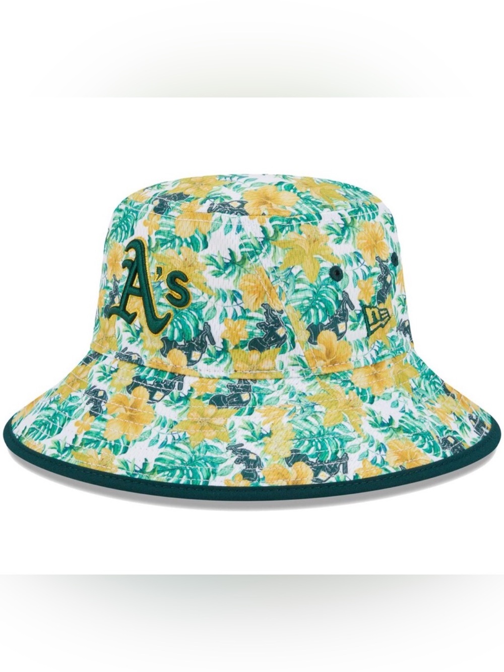Oakland Athletics A's New Era Tropical Floral Bucket Hat NWT MLB Adult